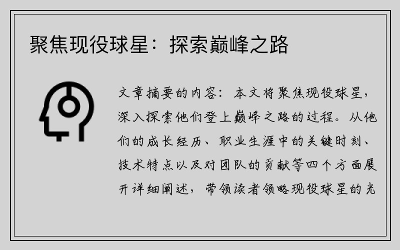 聚焦现役球星：探索巅峰之路