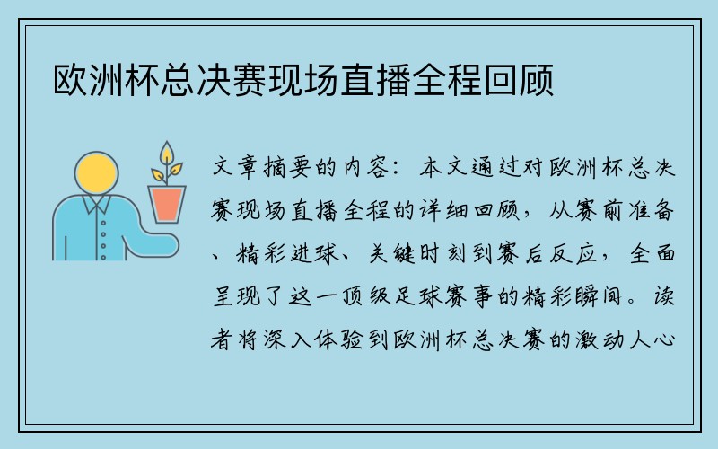 欧洲杯总决赛现场直播全程回顾